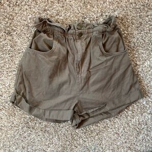 Billabong Sun Dialed Paperbag Shorts Womens Large Sage High Waist